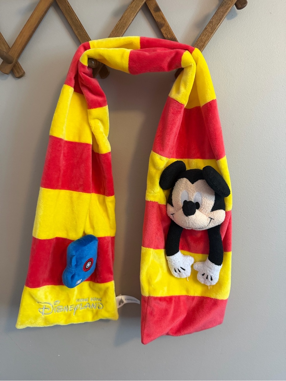 Disney Hong Kong Disneyland Mickey Mouse Plush Striped Scarf One Size